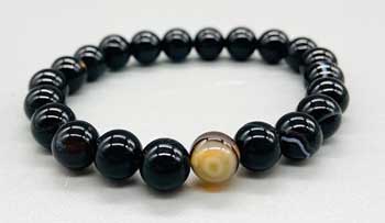 8mm Black Stripe Agate Bracelet