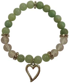 8mm Amazonite- Quartz With Heart