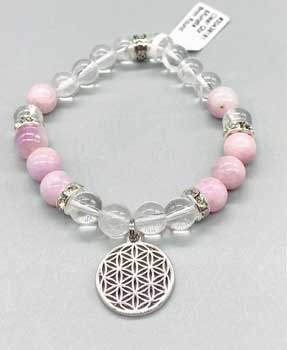 8mm Quartz- Kunzite Flower Of Life