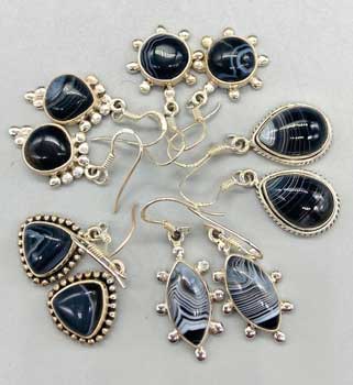 Black Banded Various Earrings