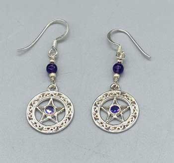 16mm Amethyst Pentagram Earrings