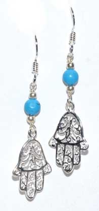 Fatima Hand Turquoise Earrings
