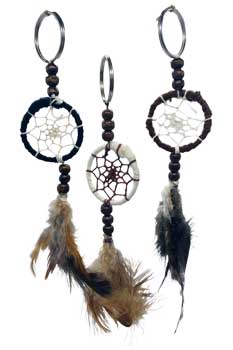 (set Of 6) Natural Dreamcatcher Keychain