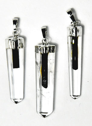 Quartz W Tourmaline Pendant