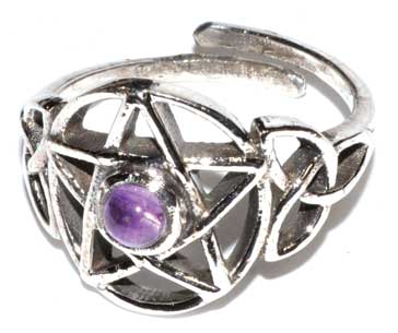 Pentacle Amethyst Adjustable Ring