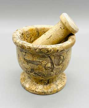 2 1-2" Fossil Coral Mortar And Pestle Set