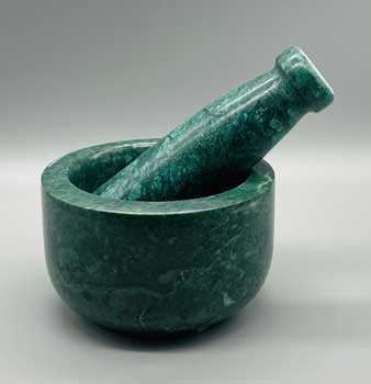 4" Dia X 2.5" Green Marble Mortar & Pestle Set