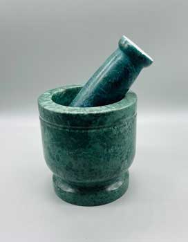 4" Dia X 4" Green Marble Mortar & Pestle Set