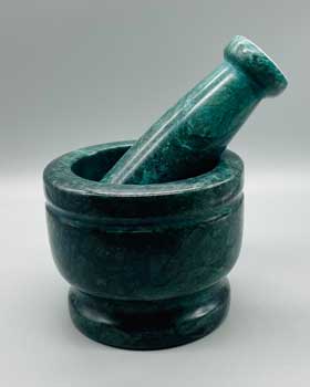 4" Dia X 3" Green Marble Mortar & Pestle Set