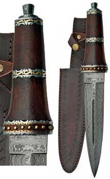 Dirk Wod Damascus Athame 13 3-4"