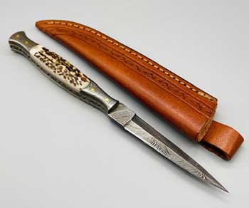 8 1-2" Slim Stag Damascus Athame