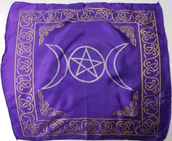 Purple Triple Moon Pentagram Altar Cloth