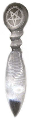 10" Selenite Pentagram Athame