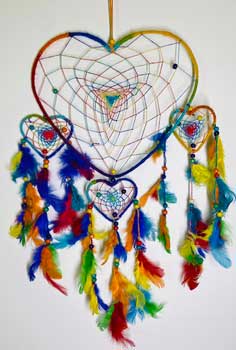 12" Rainbow Heart Dreamcatcher
