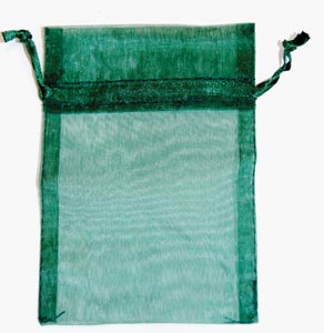 12 Pk 2 3-4" X 3" Green Organza Pouch