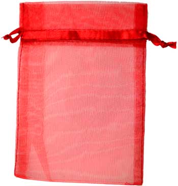 12 Pk 2 3-4" X 3" Red Organza Pouch