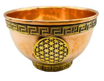 3" Copper Flower Of Life Offering Bowl