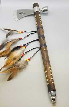 19" Prayer Pipe (tomahawk & Feather)
