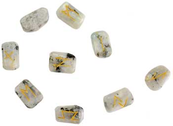White Rainbow Moonstone Rune Set