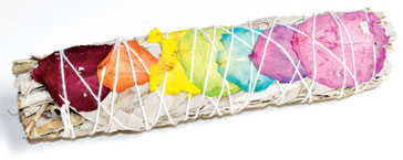 6 Pk 7" White Sage 7 Chakra Colors Stick