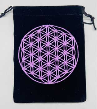(set Of 10) 5"x 7" Flower Of Life Black Velveteen Bag