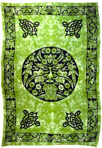 Green And Black Green Man Tapestry 72" X 108"