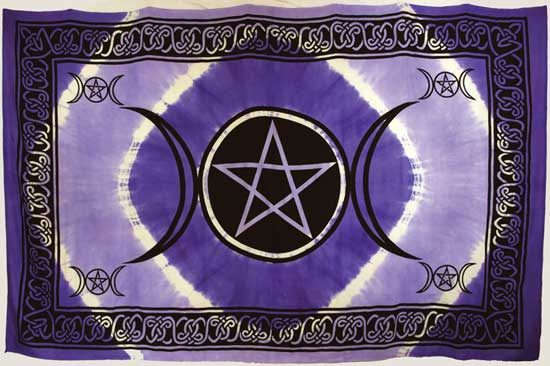 Purple Triple Moon Pentagram Tapestry 72" X 108"