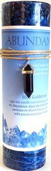 Abundance Pillar Candle With Blue Sandstone Pendant - Nakhti By Kali J.N.S