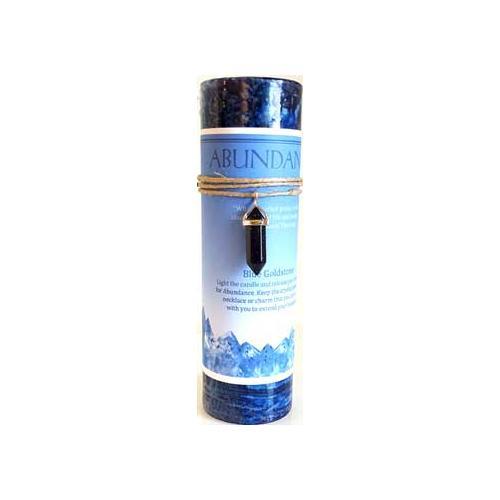 Abundance Pillar Candle With Blue Sandstone Pendant - Nakhti By Kali J.N.S