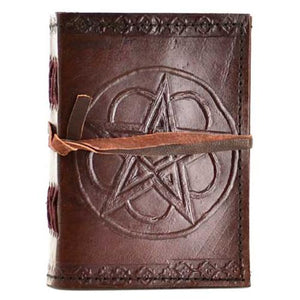 Pentagram Leather Blank Journal W- Cord