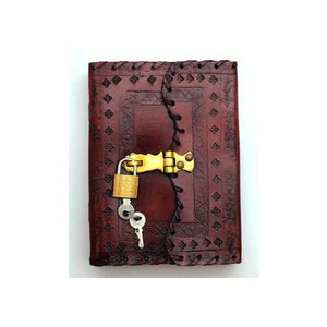 Embossed Leather Blank Book W- Key