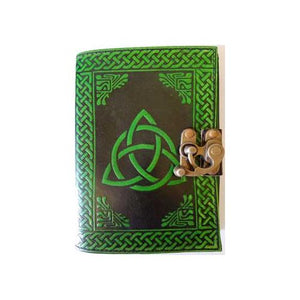 Black- Green Triquetra Leather Blank Book W- Latch