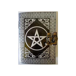 Black- Silver Pentagram Leather Blank Book W- Latch