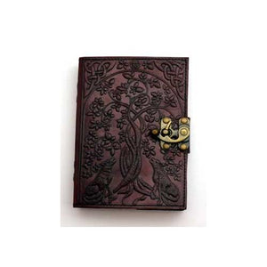 Wolf & Tree Of Life Leather Blank Book W- Latch
