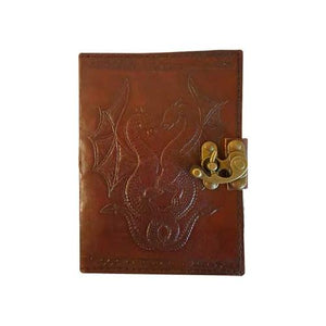 Double Dragon Leather Blank Book W- Latch