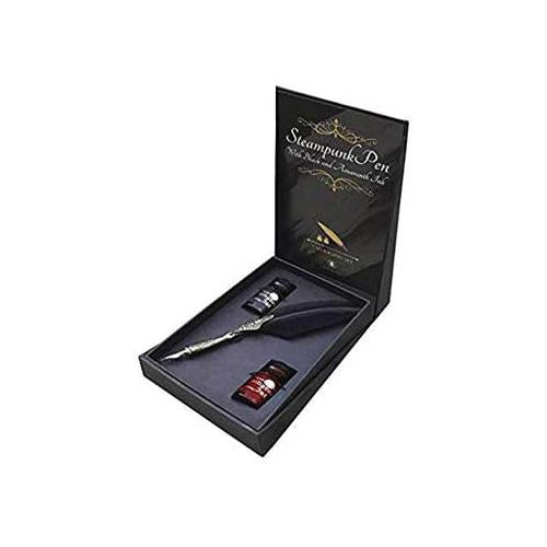 Steampunk Pen With Black & Amaranth Ink Calligraphy Set