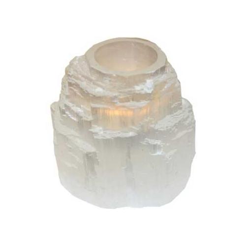 White Tower Selenite Tealight Candle Holder