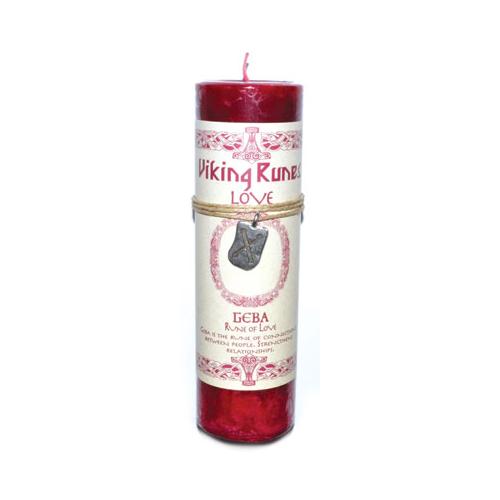 Love Pillar Candle With Geba Rune Pendant