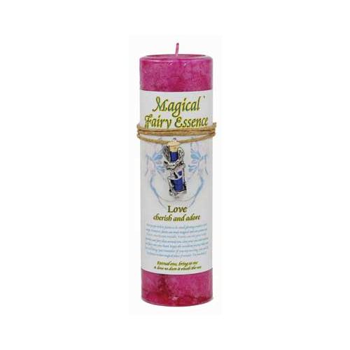 Love Pillar Candle With Fairy Dust Necklace 6 1-2" Tall