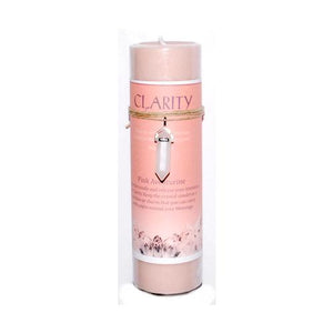 Clarity Pillar Candle With Pink Aventurine Pendant