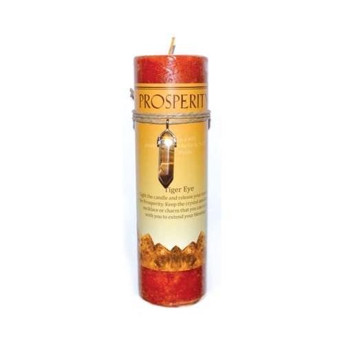 Prosperity Pillar Candle With Tiger Eye Pendant
