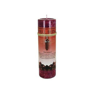 Well Being Pillar Candle Withred Jasper Pendant