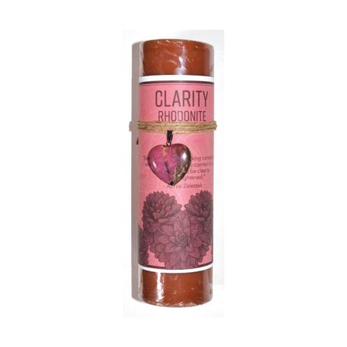 Clarity Pillar Candle With Rhodonite Heart