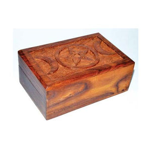4" X 6" Triple Moon Pentagram Wood Box