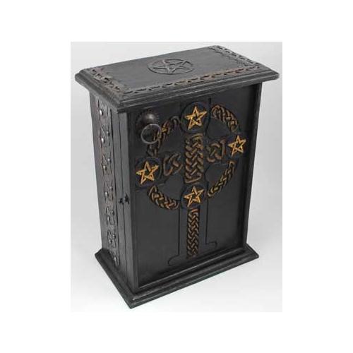 Pentagram & Celtic Cross Altar Cupboard
