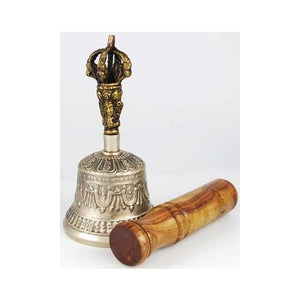 Bronze Tibetan Hand Bell & Puja Stick 5"