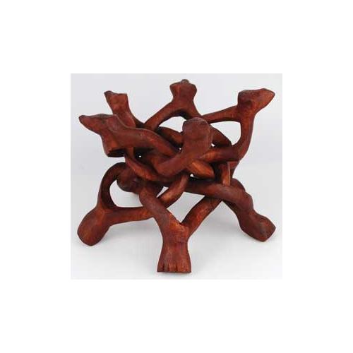Wood Cobra Crystal Ball Stand 6"