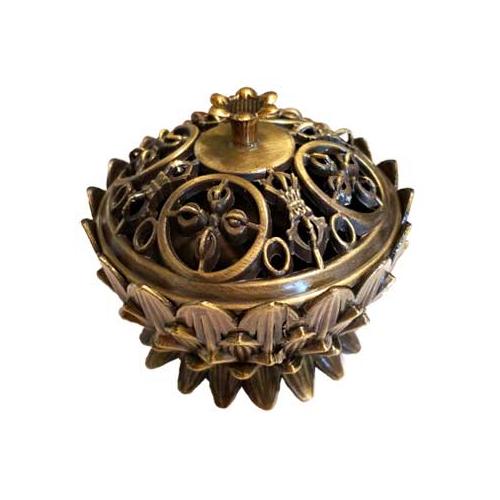 Lotus Incense Burner, Antique Bronze