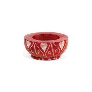 Red Stone Tealight Or Cone Incense Burner