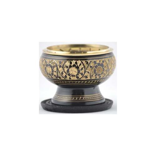 Black Engraved Brass Incense Burner